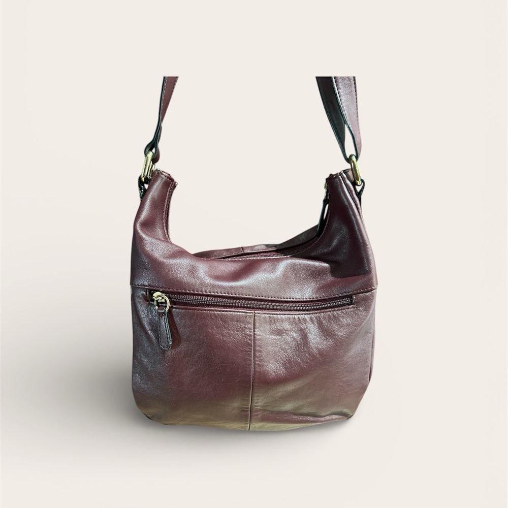 Giani Bernini Dark Burgundy Leather Shoulder Bag - Picture 5 of 8